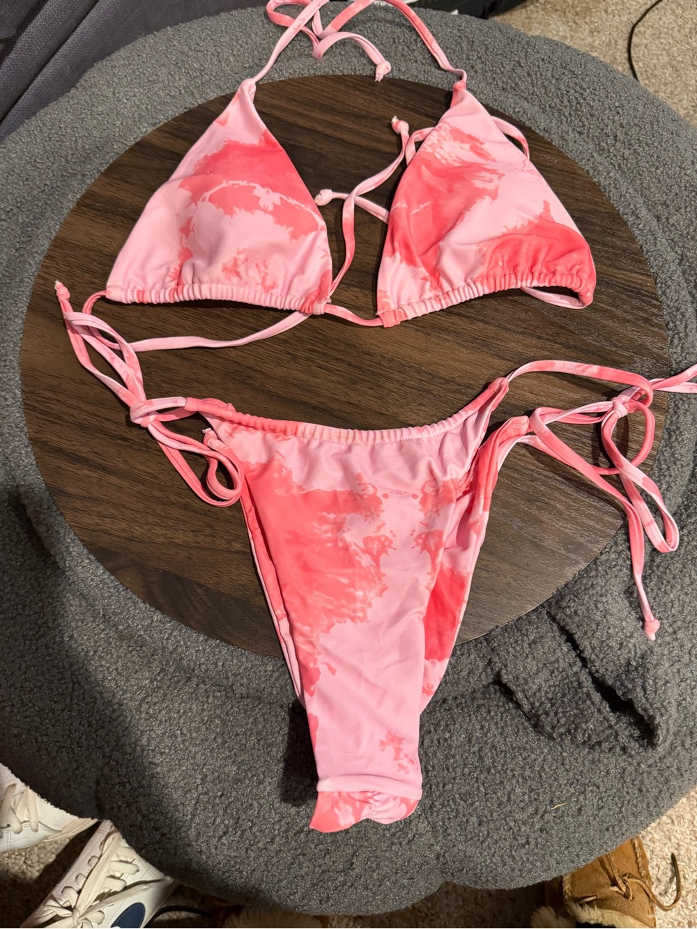 NWOT Pink Tie-Dye String Bikini Set